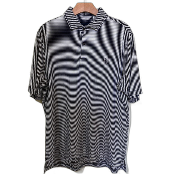 Fairway & Greene Blue Striped Golf Polo Cape Cod National Golf Club Logo Sz L - Picture 1 of 4
